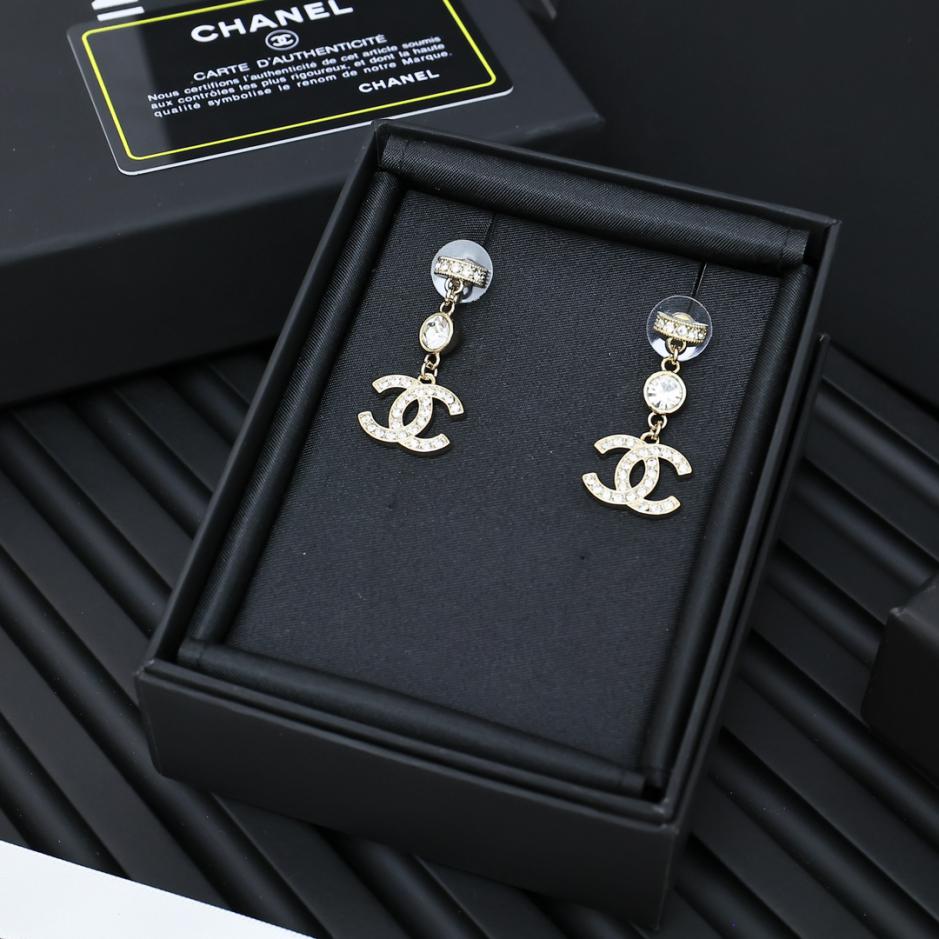 réplica,joyas,joyería,1:1,replica,fake,lujo,barato réplica,joyas,joyería,1:1,replica,fake,lujo,barato Pendientes con borlas de diamantes de imitación Chanel (A524)
