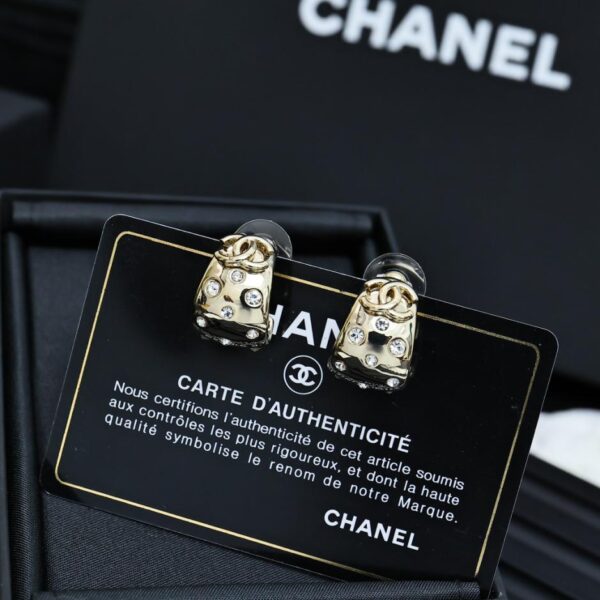 réplica,joyas,joyería,1:1,replica,fake,lujo,barato Pendientes aro C de Chanel con diamantes (55B5)