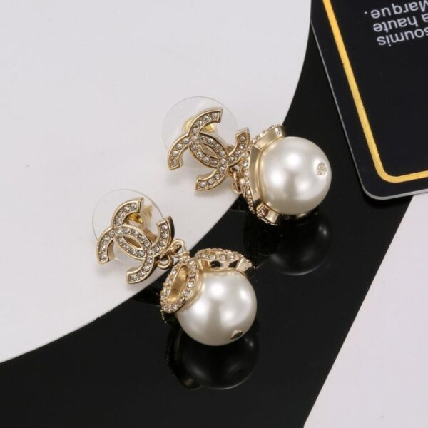 réplica,joyas,joyería,1:1,replica,fake,lujo,barato Pendientes clásicos de perlas con doble C de Chanel (91C6)