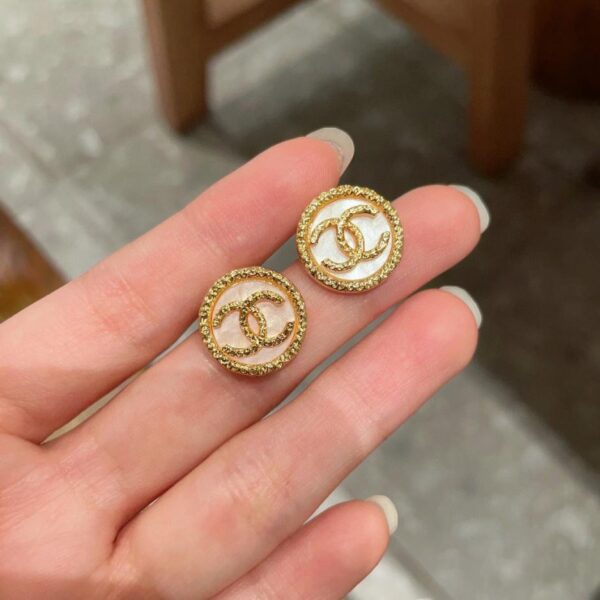 réplica,joyas,joyería,1:1,replica,fake,lujo,barato Pendientes Chanel segunda mano doble C (2650)