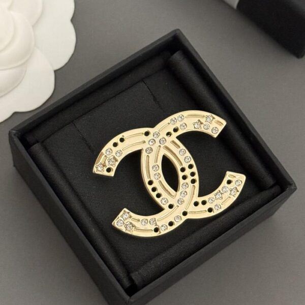 réplica,joyas,joyería,1:1,replica,fake,lujo,barato Chanel último broche cc hueco de diamante negro (F678)