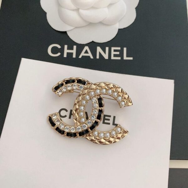 réplica,joyas,joyería,1:1,replica,fake,lujo,barato Chanel nuevo broche cc de cuero negro (94E9)