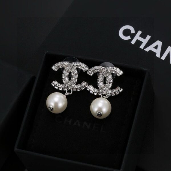 réplica,joyas,joyería,1:1,replica,fake,lujo,barato Pendientes clásicos de perlas con diamantes de imitación doble C de Chanel (0FE7)