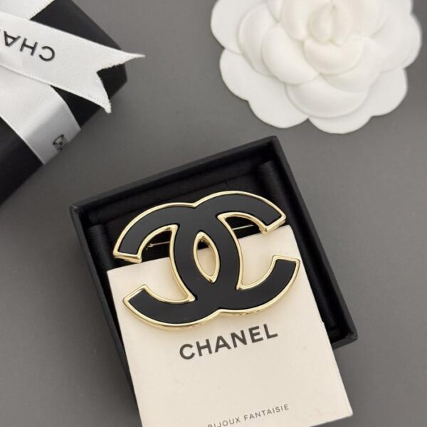 réplica,joyas,joyería,1:1,replica,fake,lujo,barato Chanel último broche cc negro (DCC1)