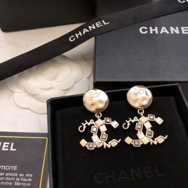 réplica,joyas,joyería,1:1,replica,fake,lujo,barato Collar Chanel con doble C y diamantes de imitación en oro claro (39F0)