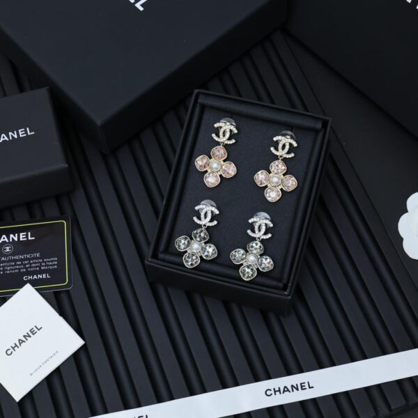 réplica,joyas,joyería,1:1,replica,fake,lujo,barato Pendientes con doble c de trébol de cuatro hojas rosa de Chanel (DF89)