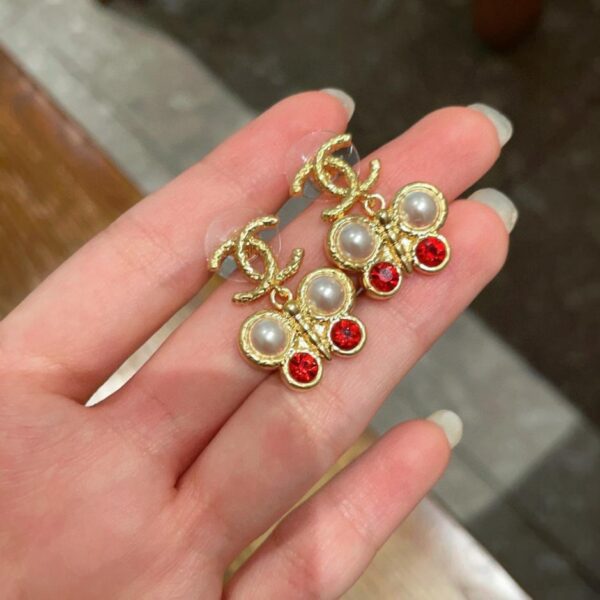 réplica,joyas,joyería,1:1,replica,fake,lujo,barato Pendientes Chanel segunda mano doble C (8693)