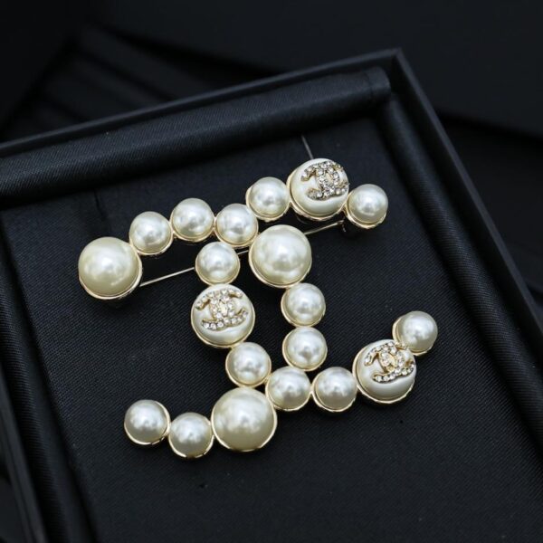 réplica,joyas,joyería,1:1,replica,fake,lujo,barato Broche Chanel Classic Pearl Double C Broche Pearl Double C (825A)