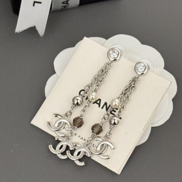 réplica,joyas,joyería,1:1,replica,fake,lujo,barato Aretes con borlas de oro blanco Chanel 4c (EF88)