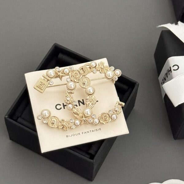 réplica,joyas,joyería,1:1,replica,fake,lujo,barato Broche Chanel doble C (9D4B)
