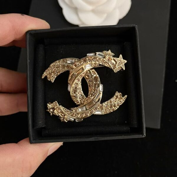 réplica,joyas,joyería,1:1,replica,fake,lujo,barato Broche con doble C de diamantes cuadrados de Chanel (45FE)