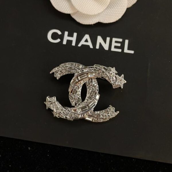 réplica,joyas,joyería,1:1,replica,fake,lujo,barato Broche con doble C de diamantes cuadrados de Chanel (4E56)