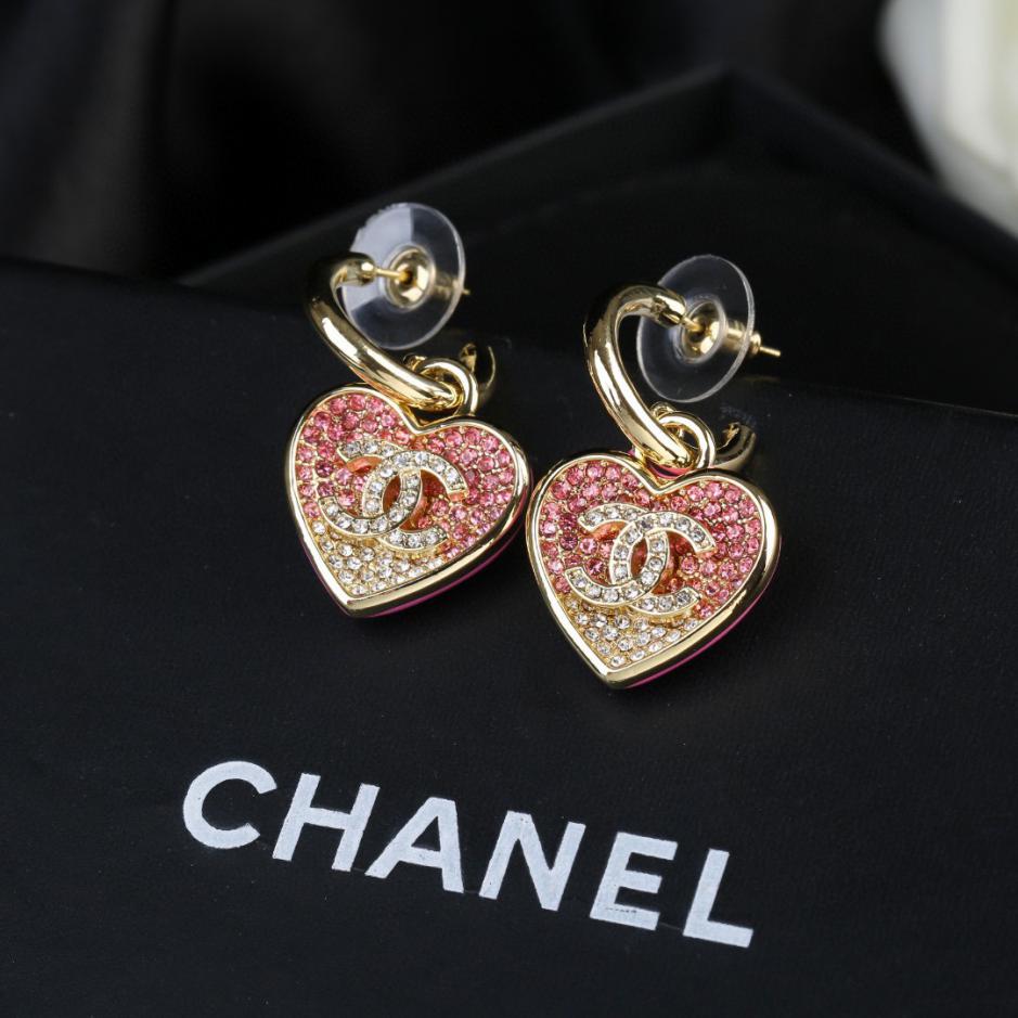 réplica,joyas,joyería,1:1,replica,fake,lujo,barato réplica,joyas,joyería,1:1,replica,fake,lujo,barato Pendientes con diamantes de imitación degradados New Love de Chanel (2183)