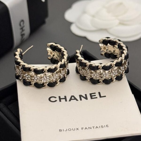 réplica,joyas,joyería,1:1,replica,fake,lujo,barato Pendientes Chanel estrella de cuero negro (60BD)