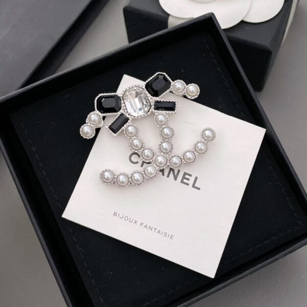 réplica,joyas,joyería,1:1,replica,fake,lujo,barato Broche de cuentas con doble C y lazo de Chanel (9E66)