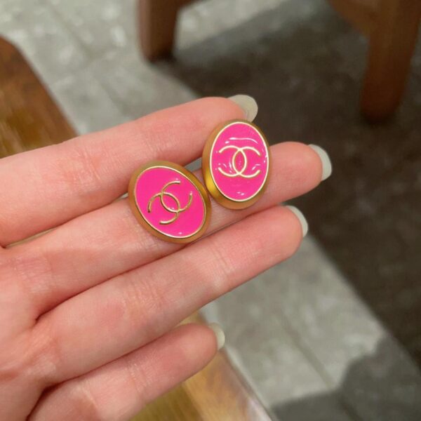 réplica,joyas,joyería,1:1,replica,fake,lujo,barato Aretes Chanel ovalados de color fluorescente (5FF9)