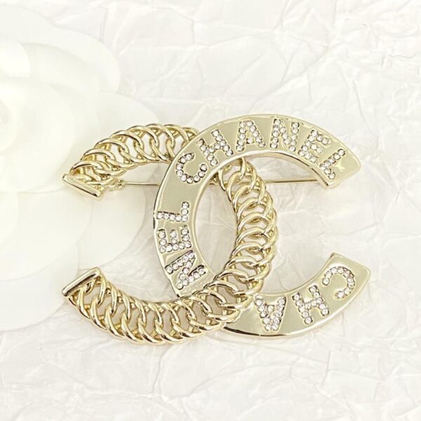 réplica,joyas,joyería,1:1,replica,fake,lujo,barato Broche Chanel con letra doble C de lino hueco (DFE4)