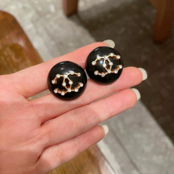 réplica,joyas,joyería,1:1,replica,fake,lujo,barato Aretes redondos de diamantes con doble C de Chanel (9CEF)