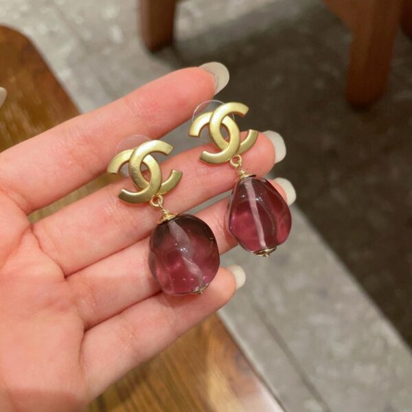 réplica,joyas,joyería,1:1,replica,fake,lujo,barato Pendientes Chanel con cuentas transparentes y doble C (94AB)