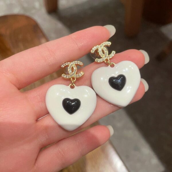 réplica,joyas,joyería,1:1,replica,fake,lujo,barato Pendientes de diamantes Chanel Heart Double C (E2DE)