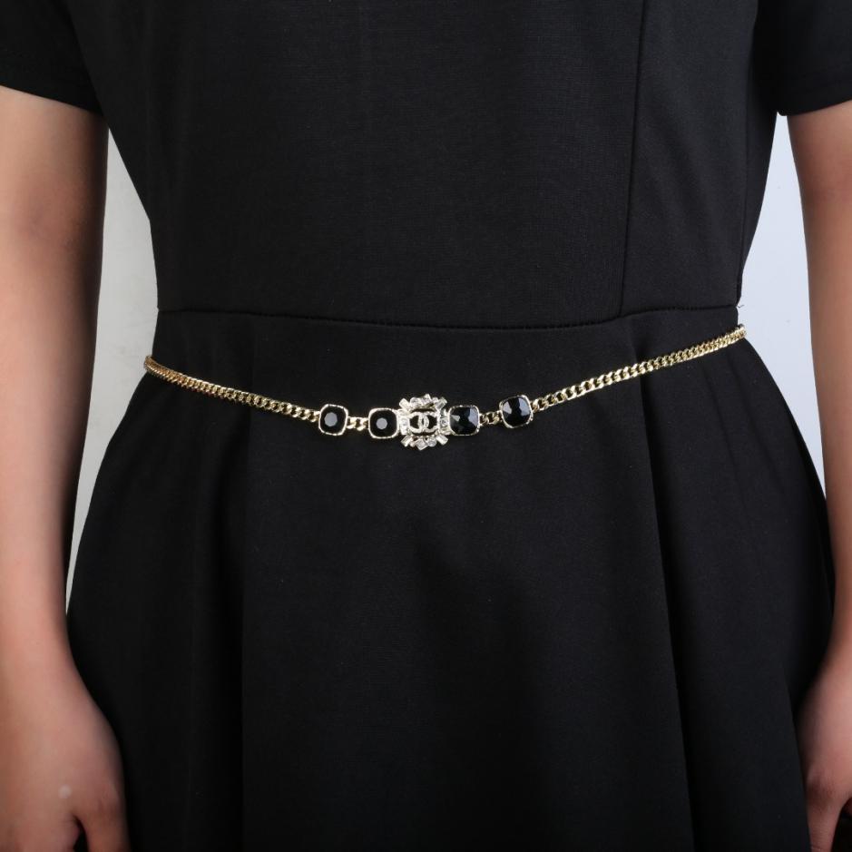 réplica,joyas,joyería,1:1,replica,fake,lujo,barato réplica,joyas,joyería,1:1,replica,fake,lujo,barato Cadena de cintura Chanel con diamantes de imitación de cristal, material de latón galvanizado en oro de 18 quilates (F754)