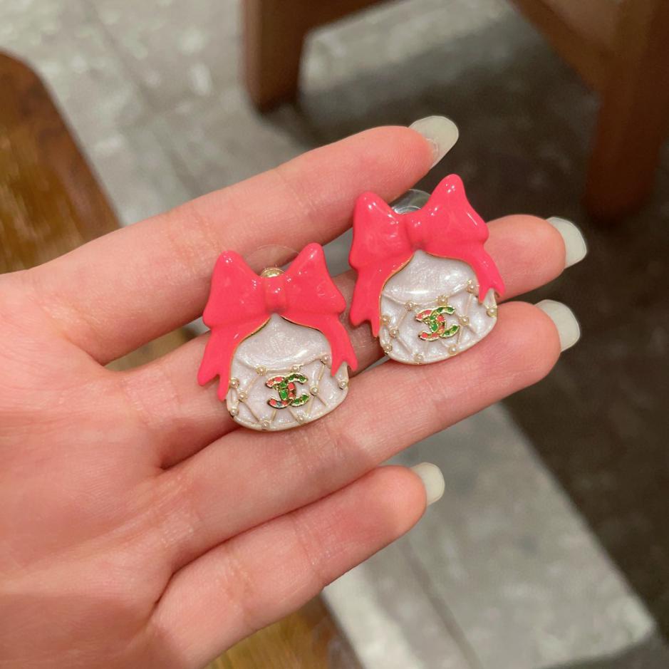 réplica,joyas,joyería,1:1,replica,fake,lujo,barato réplica,joyas,joyería,1:1,replica,fake,lujo,barato Pendientes Chanel con lazo y doble C (E9B2)