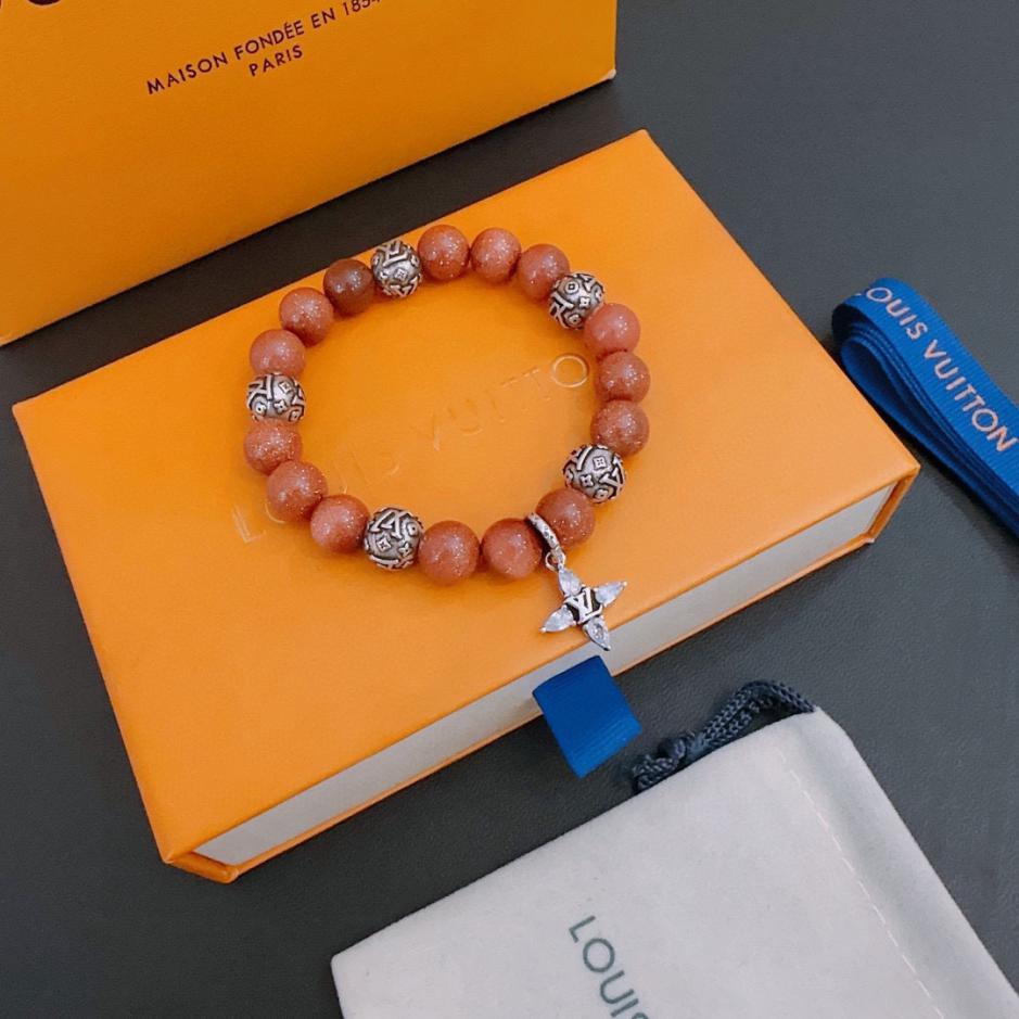 réplica,joyas,joyería,1:1,replica,fake,lujo,barato réplica,joyas,joyería,1:1,replica,fake,lujo,barato Pulsera estilo Louuis Vuitton RW de ágata multielemento y plata tailandesa, mismo estilo para parejas (4C92)