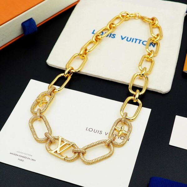 réplica,joyas,joyería,1:1,replica,fake,lujo,barato Collar de diamantes de imitación degradados en rosa y blanco con cadena de diámetro de alambre de Louis Vuitton (B47C)