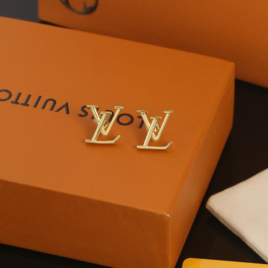 réplica,joyas,joyería,1:1,replica,fake,lujo,barato réplica,joyas,joyería,1:1,replica,fake,lujo,barato Aretes con letras doradas de Louuis Vuitton (D873)