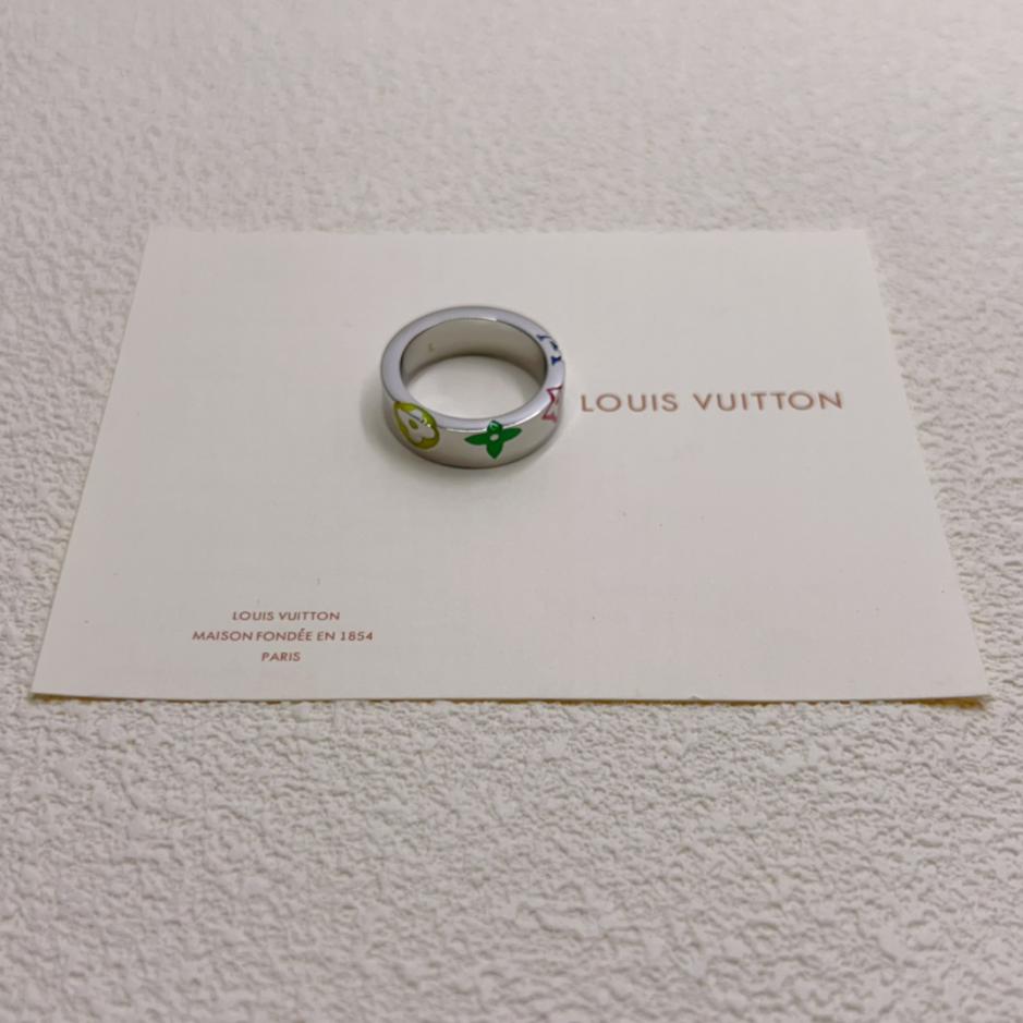 réplica,joyas,joyería,1:1,replica,fake,lujo,barato réplica,joyas,joyería,1:1,replica,fake,lujo,barato Louis Vuitton nuevo anillo plateado con logo estampado (5BF1)