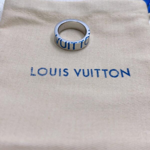 réplica,joyas,joyería,1:1,replica,fake,lujo,barato Anillo plateado con logo estampado y letras azules de Louuis Vuitton (AA59)