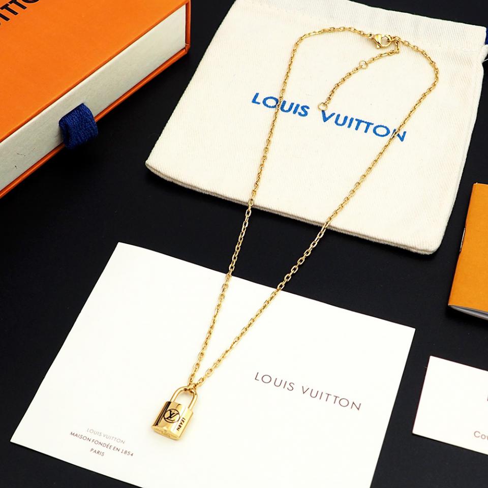 réplica,joyas,joyería,1:1,replica,fake,lujo,barato réplica,joyas,joyería,1:1,replica,fake,lujo,barato Collar Lockit plateado de edición limitada Charity Lock de Louis Vuitton (372F)