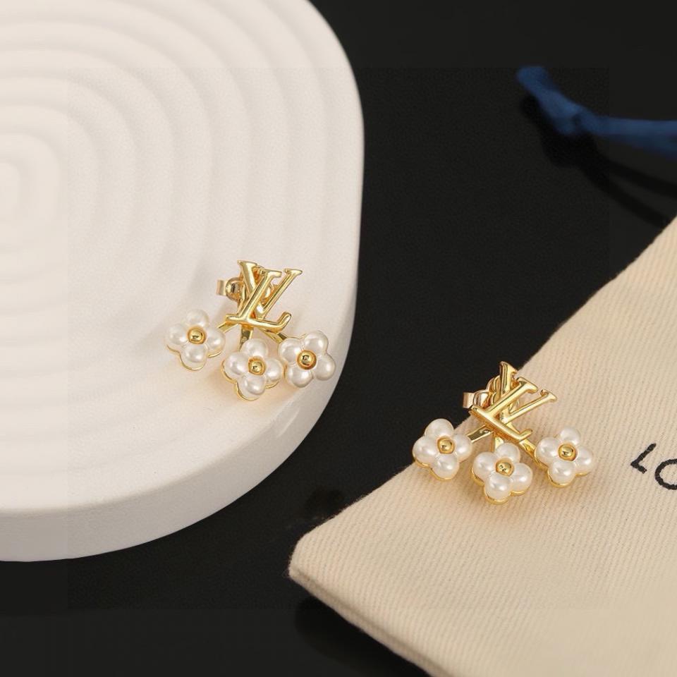 réplica,joyas,joyería,1:1,replica,fake,lujo,barato réplica,joyas,joyería,1:1,replica,fake,lujo,barato Pendientes Louis Vuitton pendientes de flores con letras (458B)