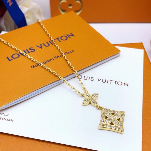 réplica,joyas,joyería,1:1,replica,fake,lujo,barato Louuis Vuitton último colgante presbicia rombo oro con diamantes (0F52)