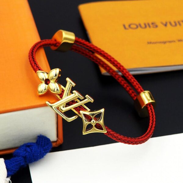 réplica,joyas,joyería,1:1,replica,fake,lujo,barato Pulsera de alambre de acero con color floral y letras Louuis Vuitton Negro (202F)
