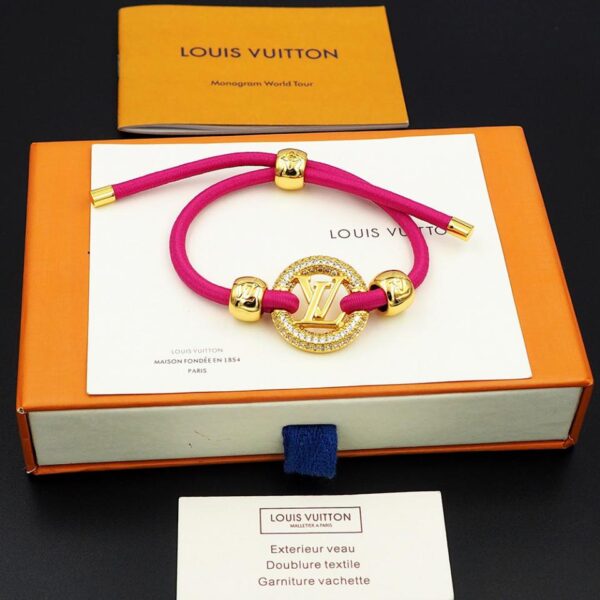 réplica,joyas,joyería,1:1,replica,fake,lujo,barato Louis Vuitton Circle Full Diamond Pulsera de cordón elástico colorido (F6C7)