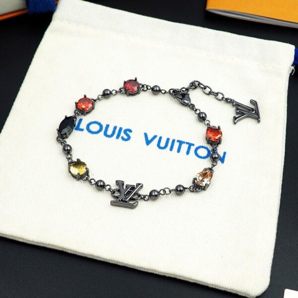réplica,joyas,joyería,1:1,replica,fake,lujo,barato Pulsera con letras de diamantes en color pistola de Louis Vuitton (5C42)