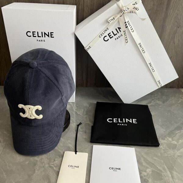 réplica,joyas,joyería,1:1,replica,fake,lujo,barato Gorra de béisbol personalizada original CELINE hecha de material de pana original Parche con el logo del Arco del Triunfo (972D)