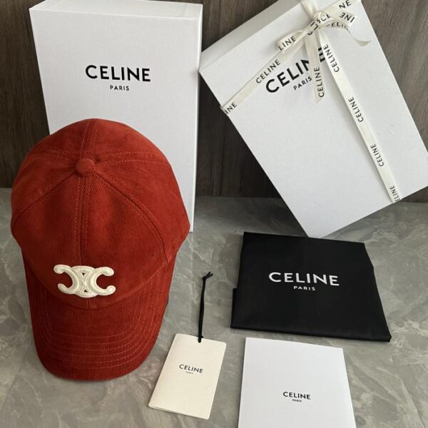réplica,joyas,joyería,1:1,replica,fake,lujo,barato Gorra de béisbol personalizada original CELINE hecha de material de pana original Parche con el logo del Arco del Triunfo (9A35)