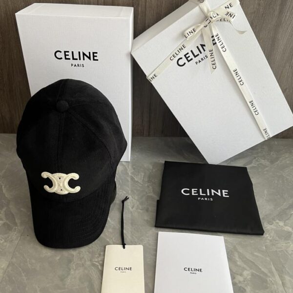 réplica,joyas,joyería,1:1,replica,fake,lujo,barato Gorra de béisbol personalizada original CELINE hecha de material de pana original Parche con el logo del Arco del Triunfo (AEB1)