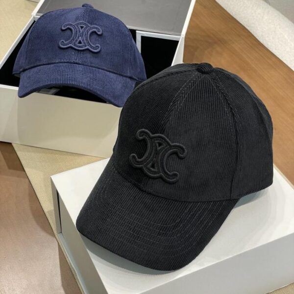 réplica,joyas,joyería,1:1,replica,fake,lujo,barato Nueva gorra de béisbol de pana con el logo del Arco de Triunfo de Celine (56EF)