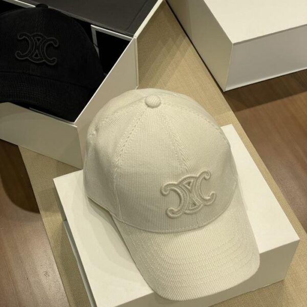 réplica,joyas,joyería,1:1,replica,fake,lujo,barato Nueva gorra de béisbol de pana con el logo del Arco de Triunfo de Celine (C5C5)