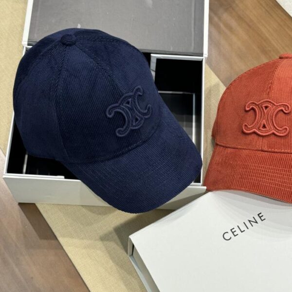 réplica,joyas,joyería,1:1,replica,fake,lujo,barato Nueva gorra de béisbol de pana con logo del Arco de Triunfo de Celine (F073)