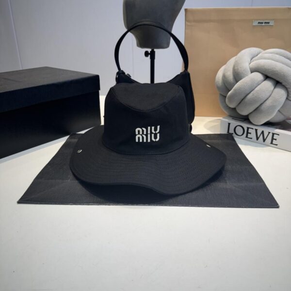 réplica,joyas,joyería,1:1,replica,fake,lujo,barato sombrero de pescador de lona con mostrador miumiu unisex (52DB)