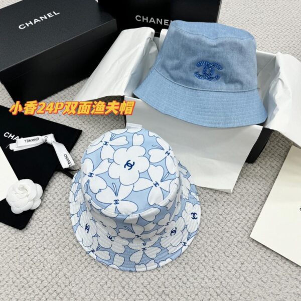 réplica,joyas,joyería,1:1,replica,fake,lujo,barato Sombrero de pescador de mezclilla con lentejuelas de camelia de doble cara de Chanel 👒Serie de lentejuelas cosidas a mano (7DE7)