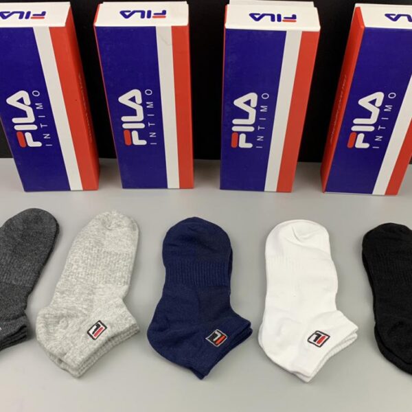 réplica,joyas,joyería,1:1,replica,fake,lujo,barato FILA nuevo producto de verano calcetines de puro algodón, cómodos y transpirables, 5 pares en una caja (D82D)