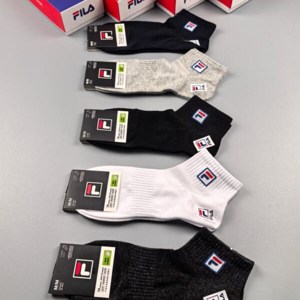 réplica,joyas,joyería,1:1,replica,fake,lujo,barato FILA nuevo producto de verano calcetines de puro algodón, cómodos y transpirables, 5 pares en una caja (DD92)
