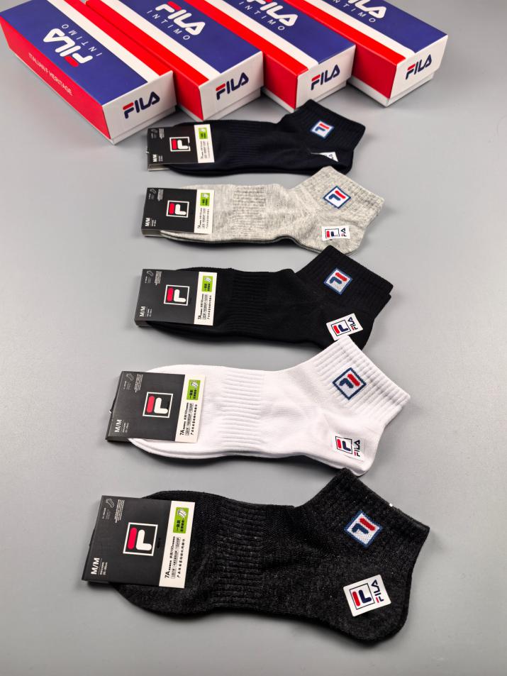 réplica,joyas,joyería,1:1,replica,fake,lujo,barato réplica,joyas,joyería,1:1,replica,fake,lujo,barato FILA nuevo producto de verano calcetines de puro algodón, cómodos y transpirables, 5 pares en una caja (DD92)