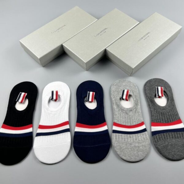 réplica,joyas,joyería,1:1,replica,fake,lujo,barato THOM BROWNE (TB) calidad de algodón puro de moda, cómodo y transpirable, 5 pares en una caja (29DF)