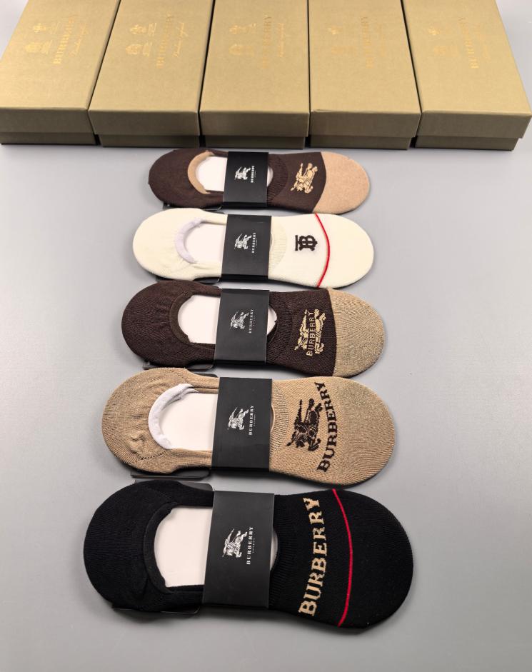 réplica,joyas,joyería,1:1,replica,fake,lujo,barato réplica,joyas,joyería,1:1,replica,fake,lujo,barato Nuevos calcetines invisibles de verano de Burberry, calidad de algodón puro, densidad de 200 agujas, fuerte absorción del sudor, 5 pares en una caja (EF5D)